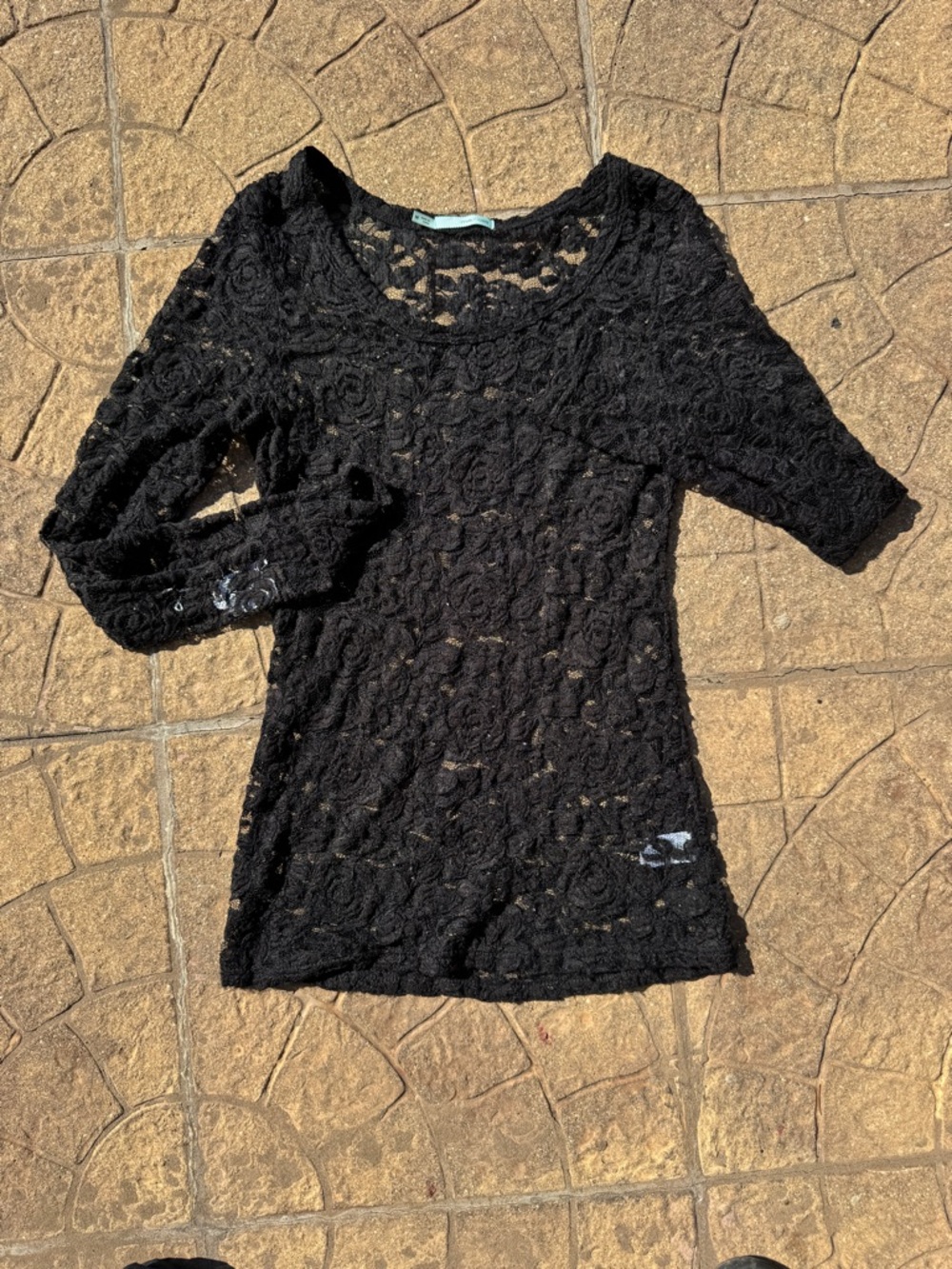 Maurices Black Floral Lace Scoop Neck Top